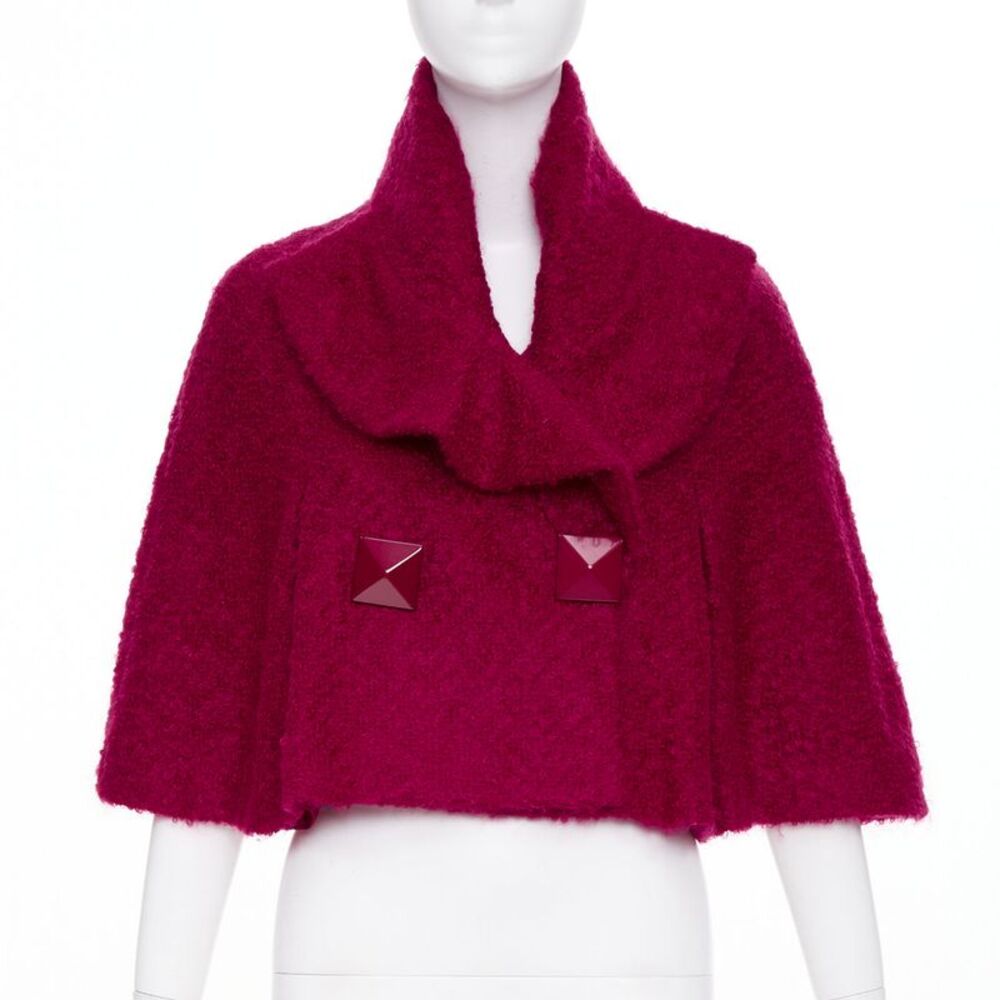 John Galliano mohair blend shearling button cape jacket